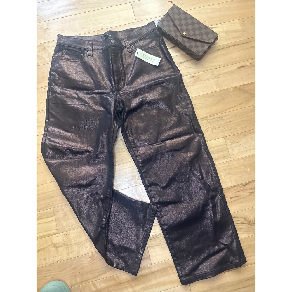 NWT Banana Republic Petite 31/12 Metallic Bronze High Rise Straight Jeans NEW